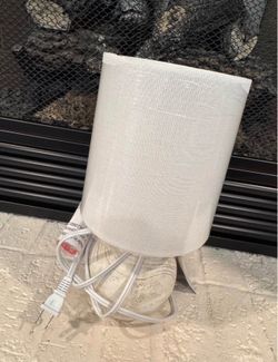 NEW Small White Shade Table Lamp with Textured Base