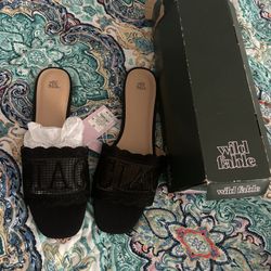 Women's Josephina Lace Flat Sandals - Wild Fable™ Black 12