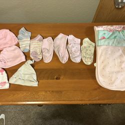 Baby Hats/socks/burp cloths 