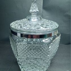 VTG Anchor Hocking Wexford Glass Diamond Ice Bucket Cookie Jar Canister With Lid