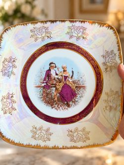 Vintage Iridescent Porcelain Decorative Plate