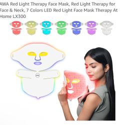 AWA Red Light Therapy Face Mask, Red Light Therapy for Face & Neck, 7 Colors LED Red Light Face Mask Therapy At Home LX300
