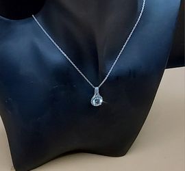 2 Carat White Sapphire Pendant on 18" .925 Silver Chain {J0294}