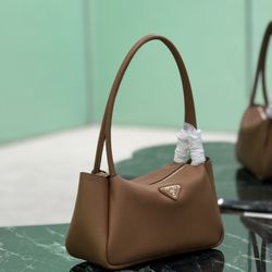 PRADA coffee-coloured lambskin women's handbag
