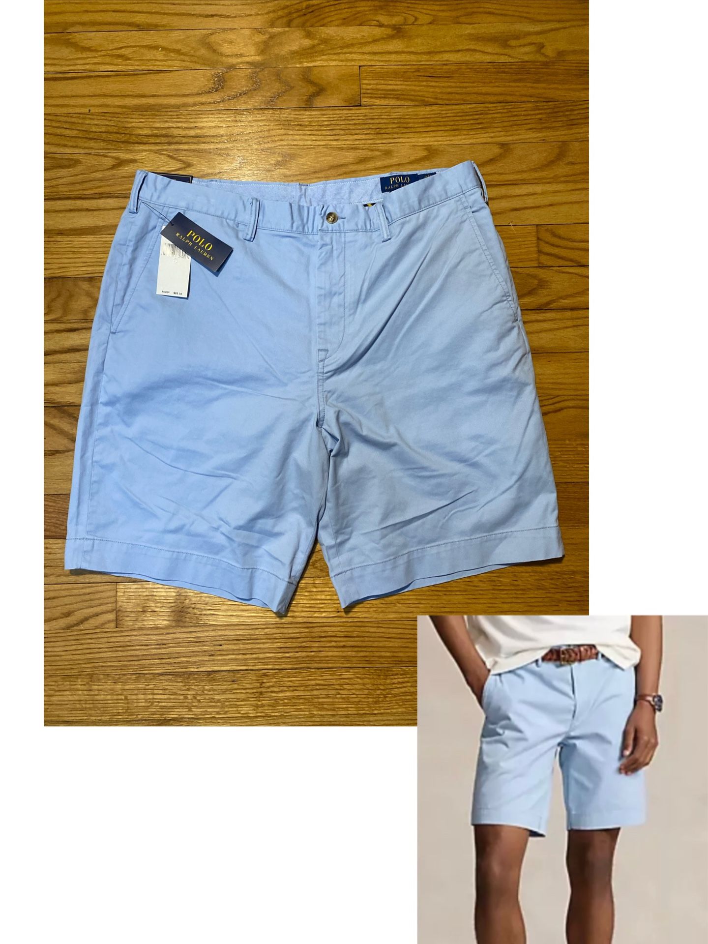 Polo Ralph Lauren Classic Fit 9” Chino Shorts Baby blue Men’s sz 36 NEW!