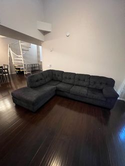 Dark Gray Tufted Sectional Sofa with Chaise
