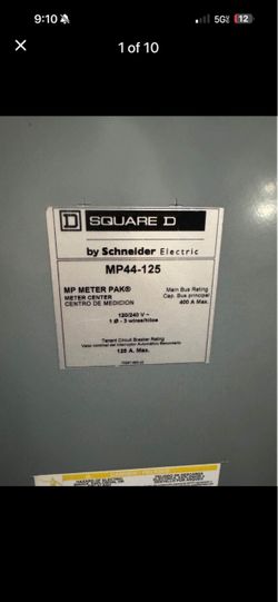 Square D Schneider Electric MP44-125 Meter-Pak 4 Position Tenant Panel 120/240V w/ 4x 100A Breakers