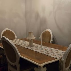 5 Piece Solid Wood Shabby Chic Dining Set