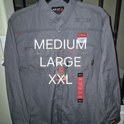 ARIAT FRC GLEN GUARD FEATHER LIGHT WEIGHT GREY BUTTON UP SHIRTS 