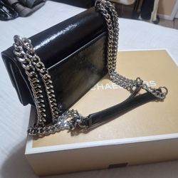 Michael Kors Black Patent Leather Chain Bag