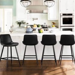24 inch Counter Stool, Modern Bucket Barstools, Counter Height Bar Stools with Back and Footrest for