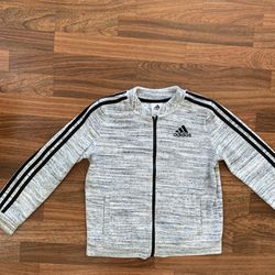 Adidas Youth Gray Velour Warm Up Jacket Full Zip Track Jacket Sz Medium 10-12
