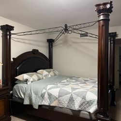 Matching Bedroom Set — Bed, Dresser, Mirror & 2 Nightstands — AS-IS