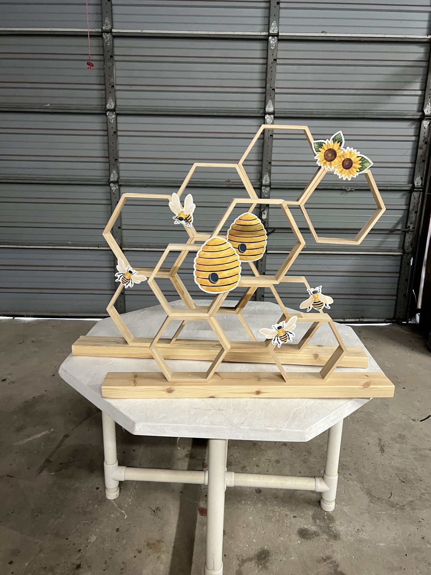 Bee Themed Baby Shower Honeycomb Wooden Hexagon Display Stand