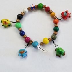 Wood Bead Bracelet on Stretchy Cord 