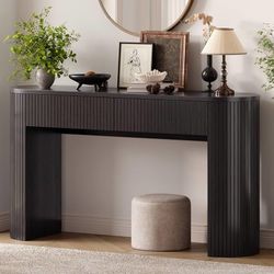 C242 $105  55 Inch Console Table with 2 Drawers, Entryway Tables with Storage Fluted Sofa Table Behind The Couch, Hallway Tables, Mid-Century Modern F