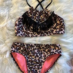 Art class Target Girls Leopard Fringe Bikini Large 11 12