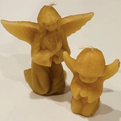 Fine Art Beeswax Wax Candles Praying Angels Vintage Antique Original Collectible