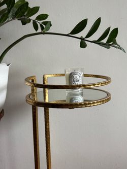 Art Deco Gold Round Accent Table - 12x24”