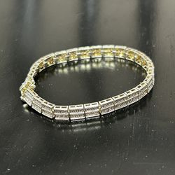 Vintage Ross Simon sterling silver tennis bracelet melee diamonds 7"