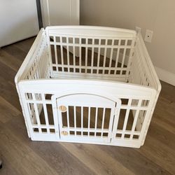 IRIS USA Dog Playpen, 4-Panel 24" Pet Playpen with Door, Puppy Playpen, Indoor/Outdoor Dog Pen, 35 x 35 x 24, Foldable, Customizable, White
