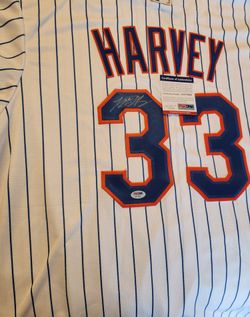 Matt Harvey Autographed Pin Stripe Mets White Jersey Authentication  PSA (Best Offer)
