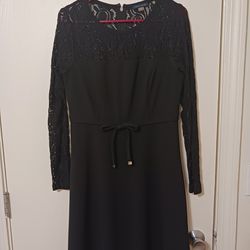 Tommy Hilfiger Lace Sleeve Flare Dress Black Size 8