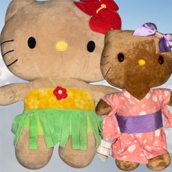 Brown Hawaiian Hello Kitty and brown hello kitty pink kimono Plush bundle
