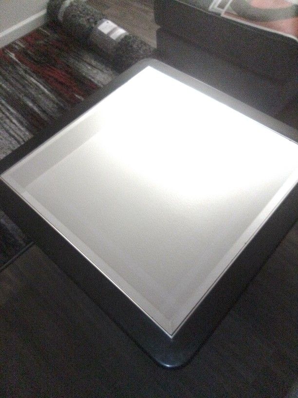 Black And Glass Living Room Table And End Table (2pieces