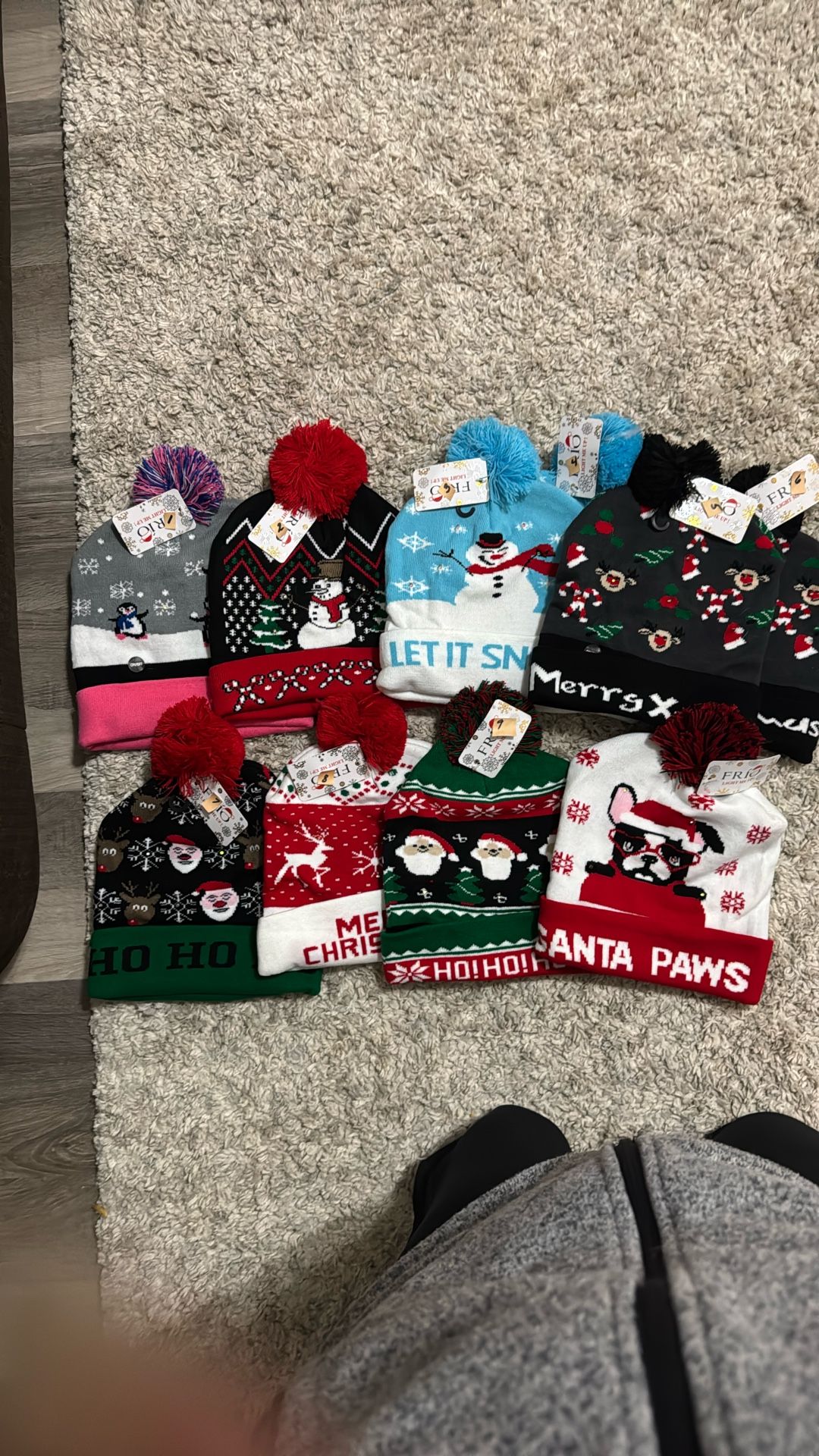 One Size Fits Most Christmas Beanies Hats Fun Light- 3 Stages