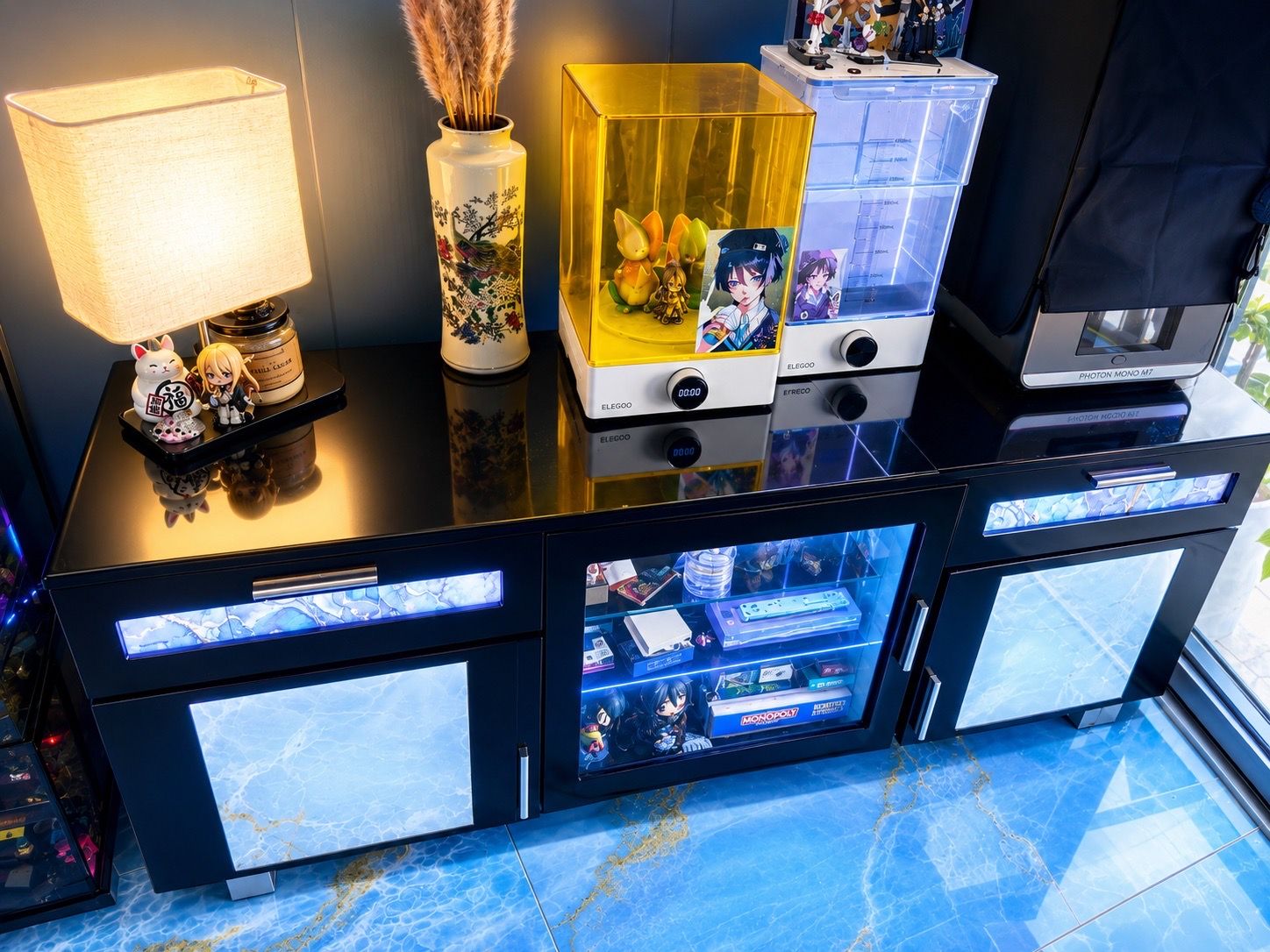 Tv stand cabinets lacquer black
