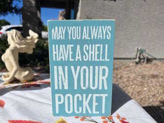 Teal Wood Beach Quote Sign