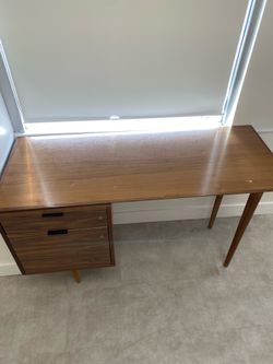 Brown Wooden Desk with attached cabinet