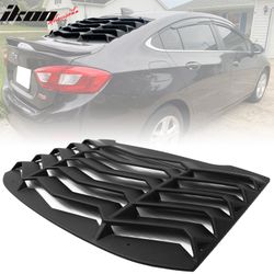 Fits 2016-2019 Chevy Cruze Rear Window Louvers Cover Sun Shade Unpainted Black ABS