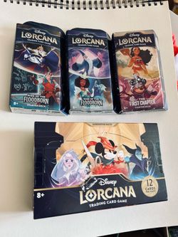 New sealed lot of 5 Disney Lorcana Trading Card Game products,Disney rare vintage