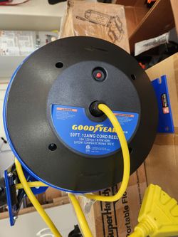 Good Year 50ft 12AWG Cord Reel w/ Triple Tap Connector Plug NEW!