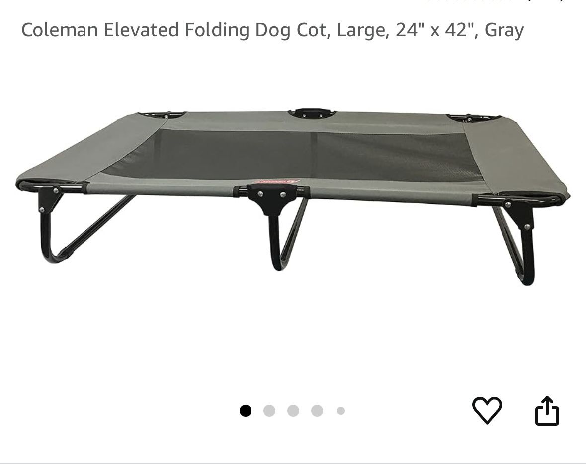 Coleman Elevated Folding Dog Cot, Large, 24" x 42", Gray