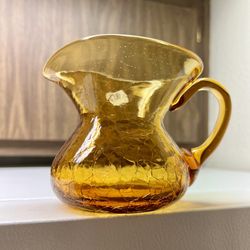Gorgeous Vintage Amber Crackle Pitcher Excellent Condition 