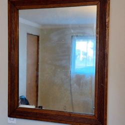 Antique Oak Framed Mirror 