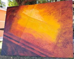 ORIGINAL Bustamante "2 PANEL" Contemporary Canvas Oil Painting 