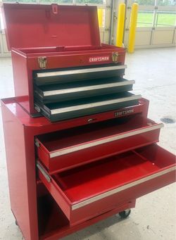 Red Craftsman Rolling Tool Chest and Top Box