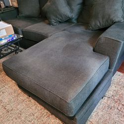 Dark Grey Sofa with Interchangeable Ottoman 