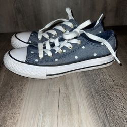 Polka Dot Converse all star Shoes Chuck Taylor’s - toes have scuff marks see pics! Size 11