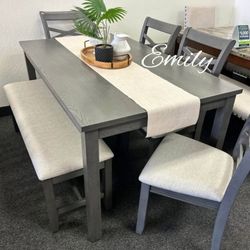 Beautiful Gray 6-Pc Dining Table Set No Tax 