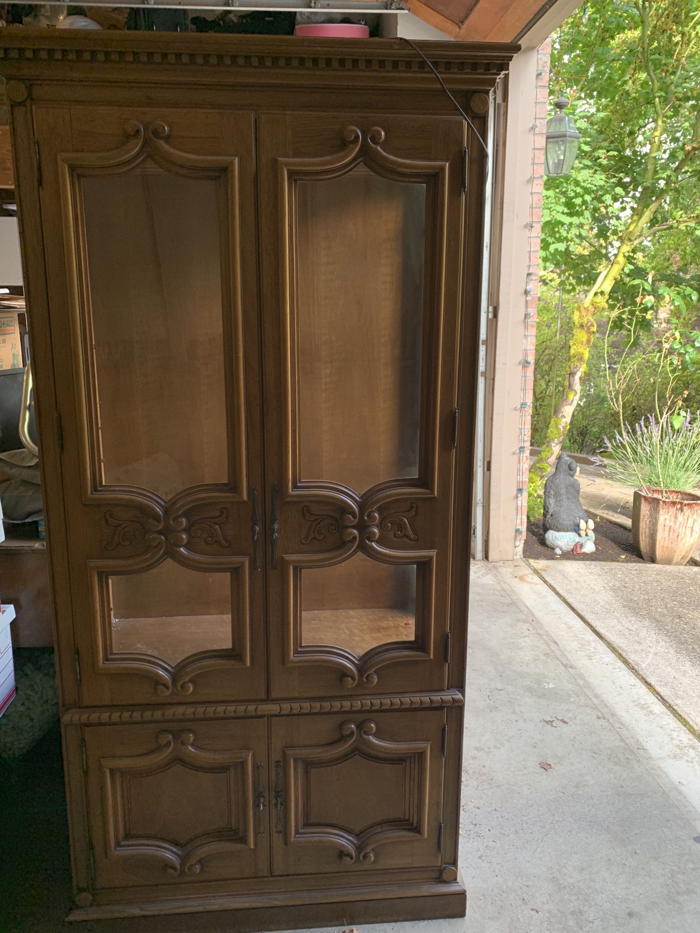 Antique wood china cabinet