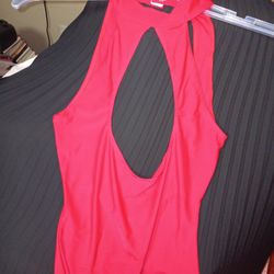 Sleeveless/Shoulderless Top (Sz. S) Red
