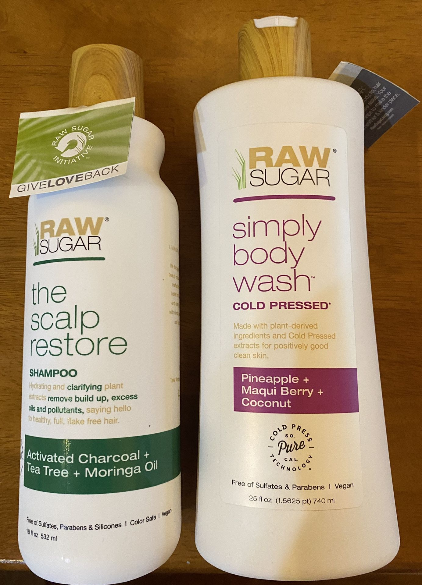 Brand new Raw Sugar brand body wash and scalp restore shampoo
