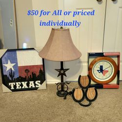 Texas and Western Decor - Lamp, Clock, Picture & Frame