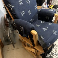 NY Yankees Custom Made Rocking Chair With Foot Rest