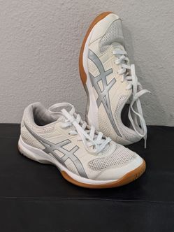 Asics Womens Gel-Rocket Sneakers White / Silver Size 9 Athletic Shoes